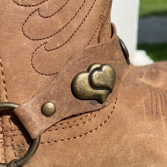 Masterson Boot Co Brown Leather Deertan Chain J Toe Western Boots Women's Size 6 - Picture 7 of 14